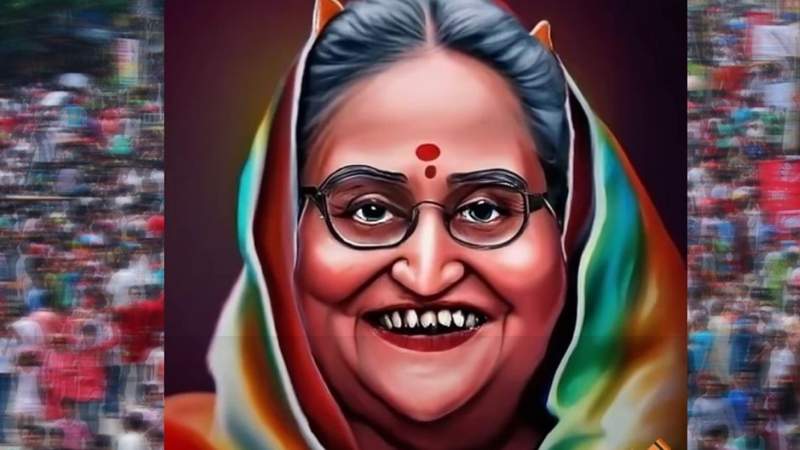 বৈশাখের শোভাযাত্রায় ‘ফ্যাসিবাদী হাসিনার মুখাবয়ব’