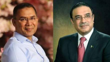 তারেক রহমানকে পাকিস্তানের প্রেসিডেন্ট আসিফ আলি জারদারিঅভিনন্দন  