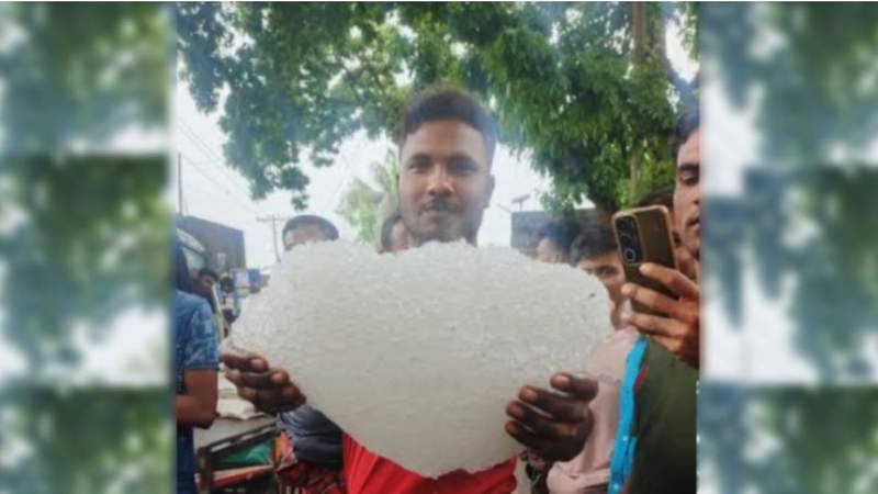 ঝিনাইদহের কালীগঞ্জে বৃষ্টির সঙ্গে পড়লো ১ মণ ওজনের শিলাখণ্ড
